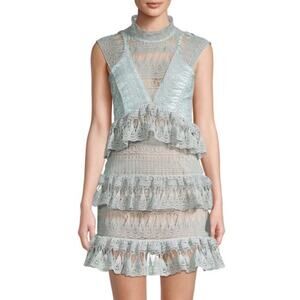 Avantlook Mint Lace Ruffle Tiered Sleeveless Dress Coquette Feminine Size Large